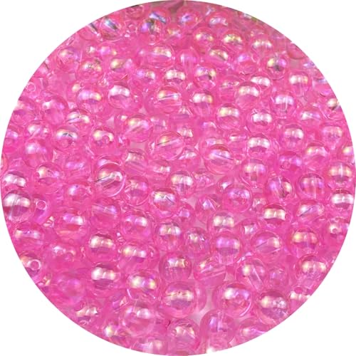 Jmassyang 1000 Pieces 6mm Glossy Acrylic Round Beads AB Color Spacer Bubble Bead Plastic Crafts Bead for DIY Necklaces Bracelets Earrings Jewelry Making (Dark Pink AB) - color: Dark Pink AB, size: 6mm