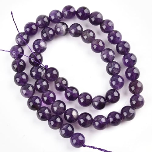 10mm Natural Amethyst Beads Round Gemstone Loose Beads for Jewelry Making (38pcs/Strand) - color: Amethyst, size: 10mm