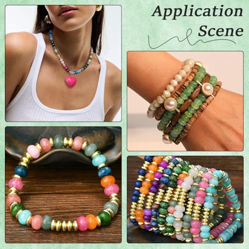 1 Box 148PCS 5x8MM Natural Green Abacus Stone Beads Strands with Hole Disk Rondelle Gemstone White Jade Dyed Flat Loose Spacer Bead for Jewelry Making Bracelet Necklace DIY Crafts Supply - color: Green, size: 148pcs