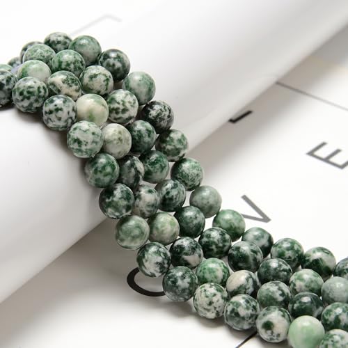 120pcs(2 Strand/Set) 6mm Natural Green Spot Jasper Gemstone Beads with Energy Power, Smooth Round Stone Beads for Jewlery Bracelets Making Crafts - color: Green Spot Jasper, size: 6mm