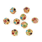 Craftdady 30Pcs 10mm Colorful Rhinestone Rondelle Spacer Beads Golden Disco Ball Loose Beads for Jewelry Making - color: Golden&Colorful-10x9mm