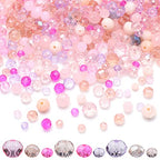 1000pcs 4/6/8mm Rondelle Glass Beads for Jewelry Making,Electroplate Round Shaped Crystal Spacer Beads Assorments for Bracelet Necklaces DIY Pink - color: Pink