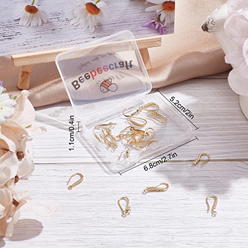 Beebeecraft 24Pcs 6 Style Cubic Zirconia Earring Hooks 18K Gold Plated Ear Wire Fish Hooks with Loop for DIY Earring Jewelry Making 15~18mm Long - color: 6 Style Earring Hooks