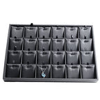 Black PU Leather Jewelry Display Tray 24 Grids Pendant Earrings Necklace Organizer Display Showcase Jewelry Storage Tray - style: Necklace Tray