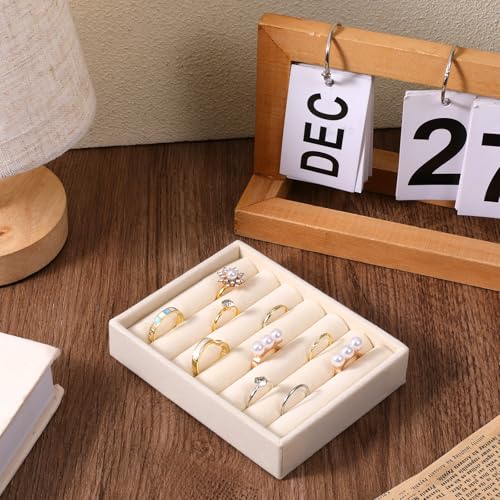 2pcs Ring Holder Display 6 Grid Jewelry Drawer Organizers Trays Small Ring Organizer for Jewelry Rings TrayRings Holder Display Tray Necklace Insert Holders Case for Girl Store Selling or Home Show