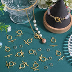 1 Box 60 Sets Toggle Clasps Ring and Bar Clasp Gold & 120Pcs Brass Open Jump Rings OT Toggle T-Bar Connectors Findings for Jewelry Making Supply DIY Crafts Necklace Bracelet Supplies - style: Style 1