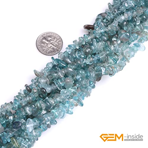 GEM-Inside Crystal Stone Chips for Jewelry Making Genius Gemstone Freeform Loose Beads with Hole for Bracelet Necklace Making Adults 34" (Apatite, 7-8mm) - color: Apatite
