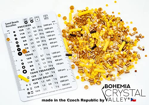 0.7oz (20g) Mix of Small Rocailles, Seed Beads & Bugles 2-10mm Preciosa Ornela Czech Glass Beads, Mix Gold Yellow - color: Gold Yellow Mix - mix, size: Mixed Sizes 2-10mm