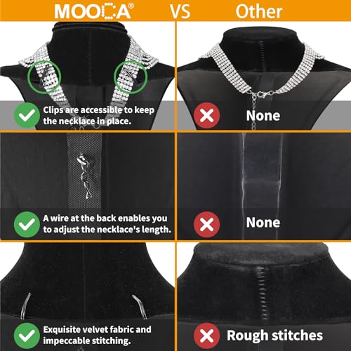 MOOCA 2 Pcs Small Necklace Chain Jewelry Bust Display Holder Stand, Necklaces Display Mannequin, Jewelry Bust Stand 7 1/4 in H, Black Velvet - color: 2) Black Velvet, 2 pieces