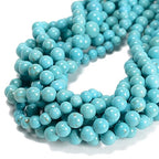 65Pcs Blue Turquoise 6mm Beads Natural Stone Round Gemstone Genuine Real Stone for DIY Bracelet Jewelry String Making - color: Blue Turquoise, size: 6mm