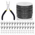 Swpeet 102Pcs Gun Black 3mm by 10 Yard Length Jewelry Making Chains Kit with Jump Rings, Lobster Clasps and Jewelry Plier, Necklace Chains Flat Cable Link Chain Bulk Ideal for DIY Craft Jewel Making - color: Gun Black