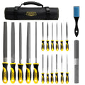 TARIST 19PCS Metal & Rasp File Set with Tool Bag, Includes Flat/Half-Round/Round/Triangle steel file, Half-Round wood file, 4 Way File and 12pcs Needle Files, Work for Metal, Wood and more - style: File Set - 19 pcs