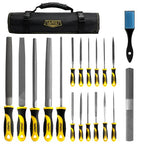 TARIST 19PCS Metal & Rasp File Set with Tool Bag, Includes Flat/Half-Round/Round/Triangle steel file, Half-Round wood file, 4 Way File and 12pcs Needle Files, Work for Metal, Wood and more - style: File Set - 19 pcs