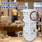 Rotating Pegboard with 20 Peg Hooks 4-Sided Pegboard Spinning Display Stand 4 x 4 x 12 Inches, Keychain Display Stand for Retail Display, Earring Display (White) - color: White