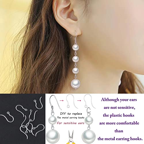 60pcs Safety Non-Allergenic Plastic Earring Hooks Ear Wire Anti Allergy Hooks Earring Findings DIY Jewelry Making for Sensitive Ears(Clear) - color: Clear Hook 60pcs