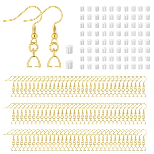 180PCS Earring Making Kits 14K Gold Earring Hooks Hypoallergenic Ear Wires Fish Hook for DIY Jewelry Making Bulk Pack - color: 14k Gold