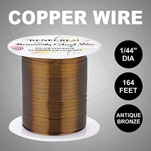BENECREAT 22 Gauge 55 Yards Jewelry Beading Wire Tarnish Resistant Copper Wire for Beading Wrapping and Other Jewelry Craft Making, Antique Bronze - color: Antique Bronze, size: 22 Gauge