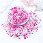 Townem 60g Mix Pearls and Rhinestones for Crafts, 2mm-10mm Flatback Gems for Tumblers Shoes Nails Face Art, Bedazzling Half Pearls and Rhinestones, Light Pinks|White - color: Pink Girl Blend | Mix Light Pinks | White