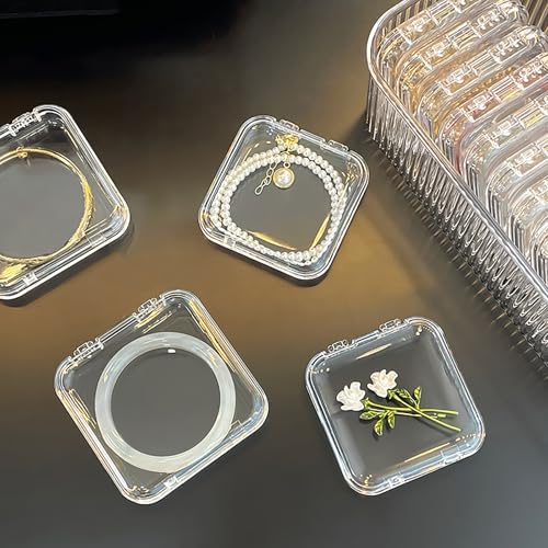 1 Pack Acrylic Bracelet Jewelry Storage Box with 12 Portable Anti Tarnish Organizers for Earrings/ring/necklace (Clear)