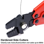 Fishing Crimping Tool Kit Fishing Crimping Pliers + 400pcs Crimp Sleeves Fishing Leader Rigging Wire Line Cutter Crimping Tool 10in High Carbon Steel Crimper Swager