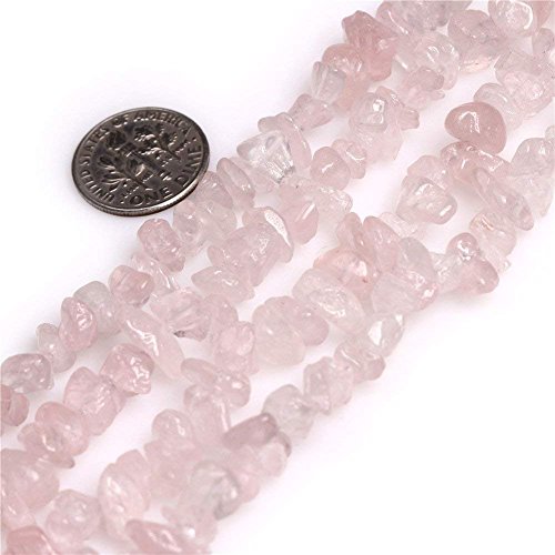 HAAMIIQII 5-8mm Natural Rose Quartz Chips Beads Crystal Irregular Chip Stones Loose Gemstone Beads for Jewelry Making Strand 30 Inch - color: Rose Quartz