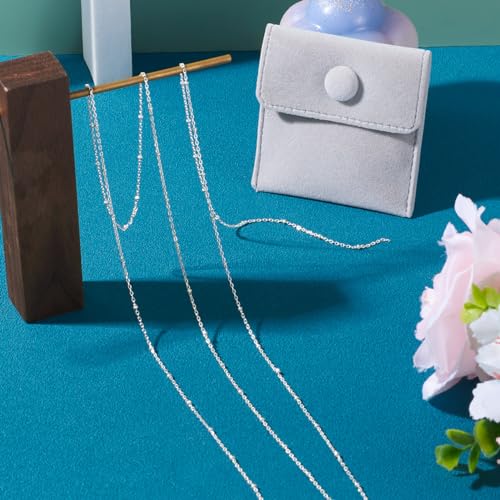 Elecrelive Sterling Silver Necklace for Women, 3.28 Feet Sterling Silver Satellite Ball Chains 2x1.2mm Permanent Jewelry Chains with Velvet Bags for Men Women Jewelry DIY Making - color: Silver-Satellite Chain