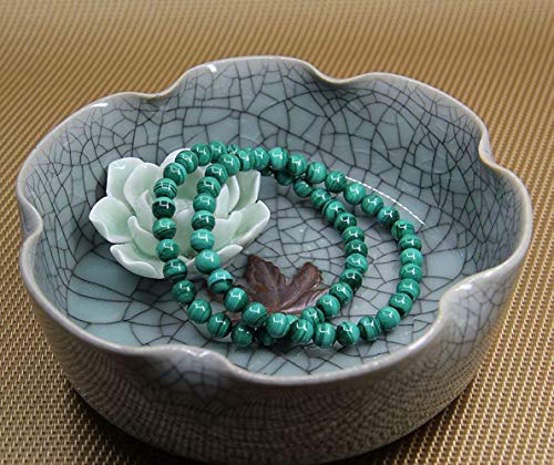 Angelstones Handmade Natural Healing Gemstone 6mm Round Beads Stretch Crystal Bracelet 7 Inch Unisex - color: Malachite