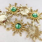 Sun Star Charms Baroque Boho Crystal Gold Plated Resin Gypsy Pendant Alloy for Jewelry Making DIY Craft Bracelet Necklace Earring - color: Sun-Green-28Pcs