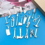 Youdiyla 80pcs Alloy Ancient Silvery Father's Day Series New Tool Set Pendant Jewelry Making DIY Keychain Earrings Pendant Various Design Charms for Jewelry Making Bracelets Necklace (SN899) - color: SN899