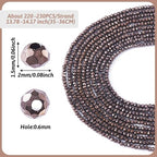 FASHEWELRY 10 Strands Briolette Faceted Glass Beads 2mm Rondelle Crystal Glass Spacer Beads Gunmetal Plated for Necklace Bracelet Jewelry Making - color: Gunmetal Plated, size: 2mm