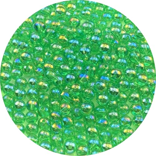 300pcs 8mm Acrylic Round Beads AB Colors Acrylic Beads Round Spacer Beads with Hole for DIY Bracelet Necklace Jewelry Making Supplies Handmade Craft(Green AB) - color: Green AB, size: 8mm