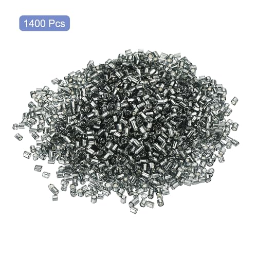 uxcell 1400Pcs Glass Bugle Beads, 1.5x1.5mm Tube Mini Loose Glass Seed Spacer Bead for DIY Earrings Necklaces Bracelets Jewelry Making (Silver-Gray) - color: Silver-Gray, size: 1.5x1.5mm