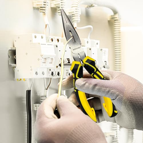 BOOSDEN® 8 inch Needle Nose Pliers with Side Cutters, Precision Long Nose Pliers with Wire Cutters, Professional Needle Nose Spring Loaded Pliers, Used for Cutting Clamping Pinching Jewelry Making - size: 8" (1 Pack)