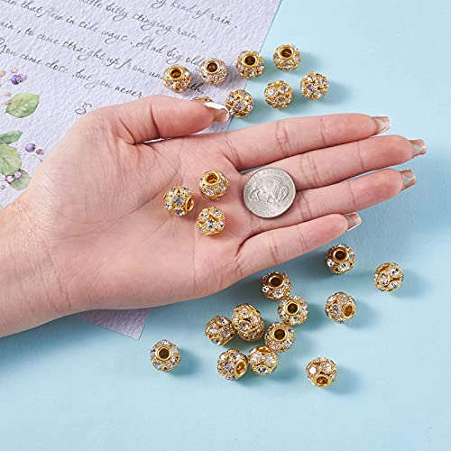 Craftdady 30Pcs 12mm Crystal Rhinestone Rondelle Spacer Beads Golden Disco Ball Loose Beads for Jewelry Making - color: Golden-12x10mm