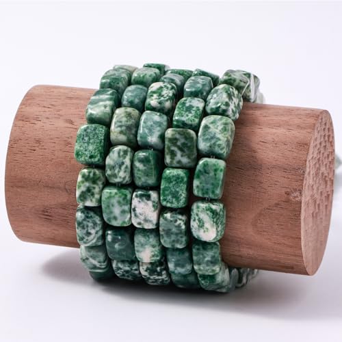 Natural Large African Jade Cube Stone Beads 8x11mm 38cm/str Loose Semi Gemstone Stone Square Beads for Making Bracelets Necklace - color: African Jade