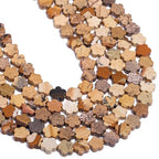 Songxi 60pcs 6mm Picture Plum Blossom Natural Stone Beads for Jewelry Making, Smooth Loose Flower Shape Gemstone Beads for Bracelets Necklace Earrings Making Supplies ﻿ - color: Picture Stone