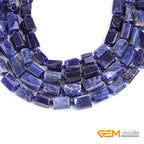 GEM-Inside 30Pcs 8x12mm Natural Blue Sodalite Stone Gemstone Faceted Freeform Tube Column Chakra Beads for Jewelry Making Full 15" Strand Power Energy Healing Stone - color: Blue Sodalite