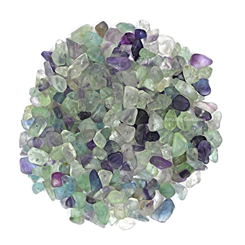 Multi Fluorite Pre Drilled Natural Crystals Crushed Chips Beads for Jewelry Making, DIY Handmade Healing Crystals (25 Inch Strand) - color: Multi Fluorite