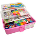 Olly Kids Arts and Crafts Supplies for Kids Girls 4 5 6 7 8 9 10 11 & 12- Ultimate Crafting Supply Carboodle in Portable 3 Layered Plastic Art Box - color: Pink