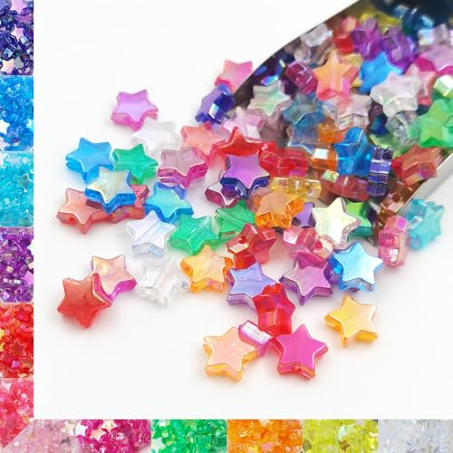 INSPIRELLE 600 Pieces Acrylic Star Beads AB Finish Spacer Beads for Jewelry Craft Making - color: 600x Stars AB Color
