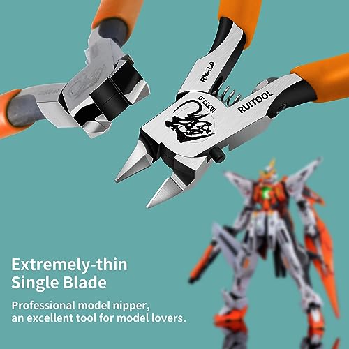 RUITOOL Model Nippers, Gundam Model Tools for Advancers to Repair and Fix Plastic Models, Ultra-thin Single Blade Gunpla Nipper, Non-slip Grip 4.7 Inch Sprue Cutter for Plastic Model Building - color: Orange