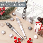 Ferreve 20 Pcs Chunky Bubblegum Beads 20mm Focal Pen Large Rhinestone Pearl Beads for DIY Beadable Pen School Jewelry Making Keychain Craft Making (Silver) - color: silver