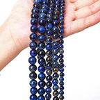 Lapis Lazuli Blue Tiger Eye Beads Natural Stone Round Loose Beads Energy Gemstone Healing Power for Jewelry Making 1 Strand 6mm 60pcs 15" - color: Lapis Blue Tiger Eye, size: 6mm