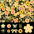 150PCS Acrylic Pastel Beads for Jewelry Making, Kalolary Colorful Bow Butterfly Flower Kawaii Plastic Candy Heart Cute Macaroon Aesthetic Beads for Bracelet Necklace DIY Supplies (Yellow) - color: Yellow