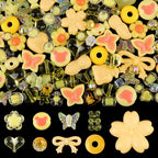 150PCS Acrylic Pastel Beads for Jewelry Making, Kalolary Colorful Bow Butterfly Flower Kawaii Plastic Candy Heart Cute Macaroon Aesthetic Beads for Bracelet Necklace DIY Supplies (Yellow) - color: Yellow