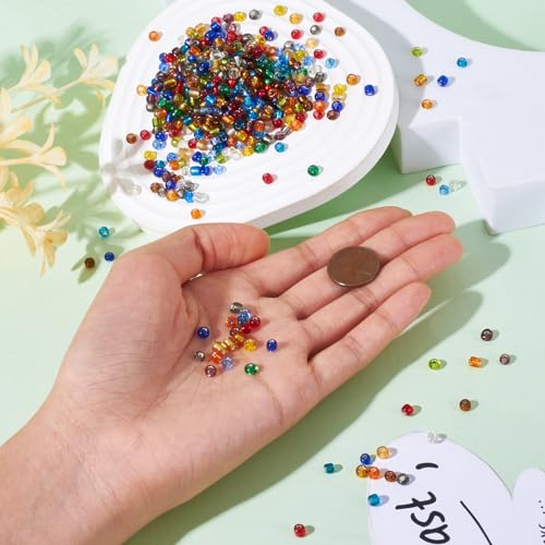 Craftdady 6/0 Glass Seed Beads 4mm About 4500Pcs Transparent Silver Lined Small Round Pony Loose Spacer Beads Random Mixed Colors for Jewelry Making Hole: 1.5mm