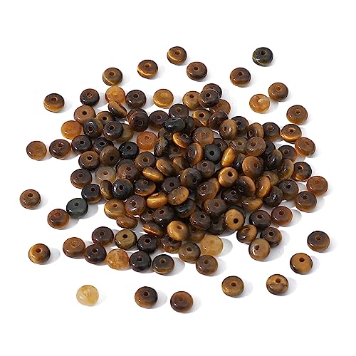 BEADIA Natural Yellow Tiger Eye Disk Stone Beads 4x2mm 160pcs Rondelle Loose Semi Gemstone Beads for Jewelry Making Design - color: Yellow Tiger Eye
