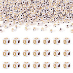 FASHEWELRY 500Pcs White Golden Letter Beads 4.5mm Square Alphabet Beads Acrylic Cube Letter O Beads for Friendship Bracelet Necklace Keychains Jewelry Making - color: Letter O