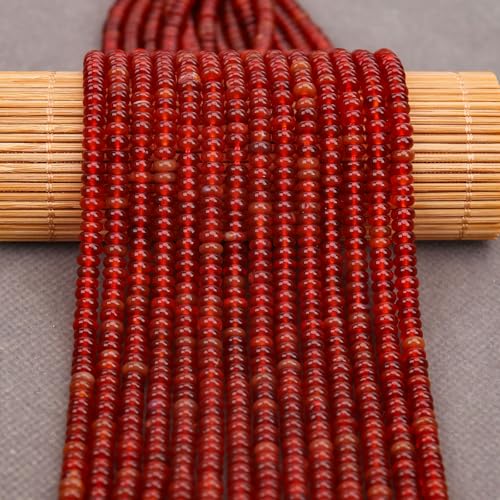 BONNY BOXX 1 Strand (150PCs) Natural 2 * 4mm Carnelian Rondelle Beads, Natural Abacus Disk Stone Beads Loose Spacer Gemstone for DIY Bracelet Necklace Jewelry Making - color: Carnelian, size: 2*4MM