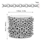 16.5 FT Stainless Steel Textured Rolo Cable Chains Roll, 7mm 304 Stainless Steel Circle Cable Link Chain Bulk Spool for Jewelry Making DIY Craft - color: Stainless Steel, size: 7mm width
